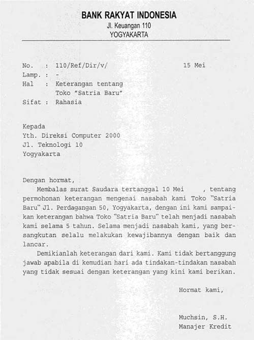 surat referensi Bank 